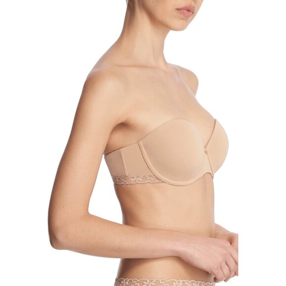 Natori Pure Luxe Strapless Bra Womens 34D Beige Convertible Underwire Contour - Picture 12 of 12